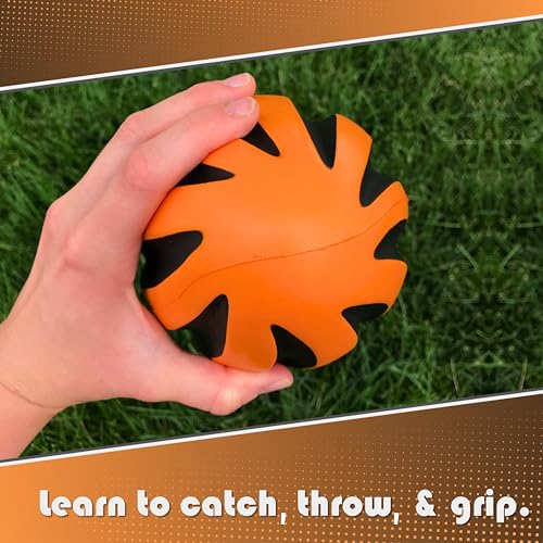 Blu Jay Spiral Foam Football - 9 Inch Soft Foam Football for Kids and Adults - Orange/Black