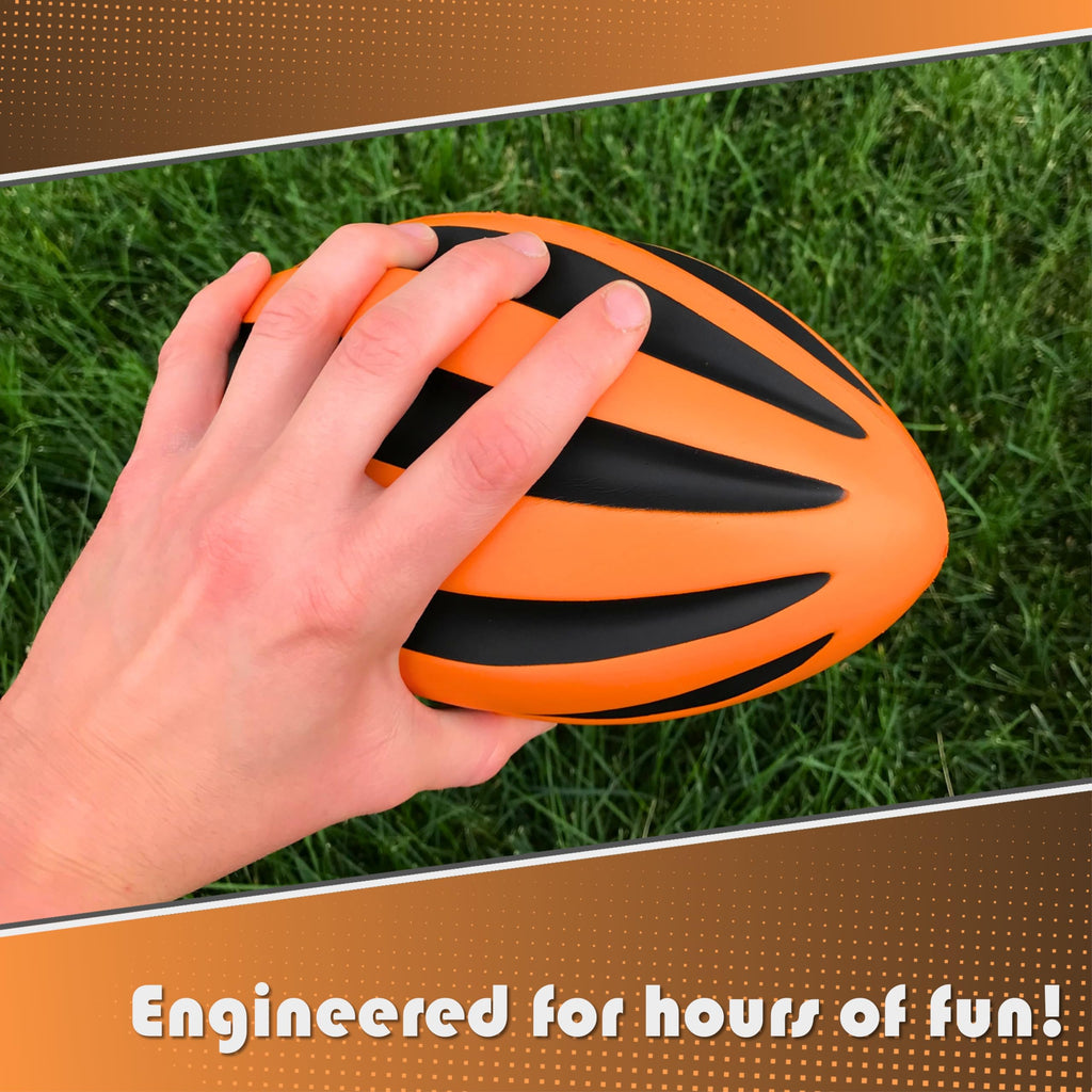Blu Jay Spiral Foam Football - 9 Inch Soft Foam Football for Kids and Adults - Orange/Black