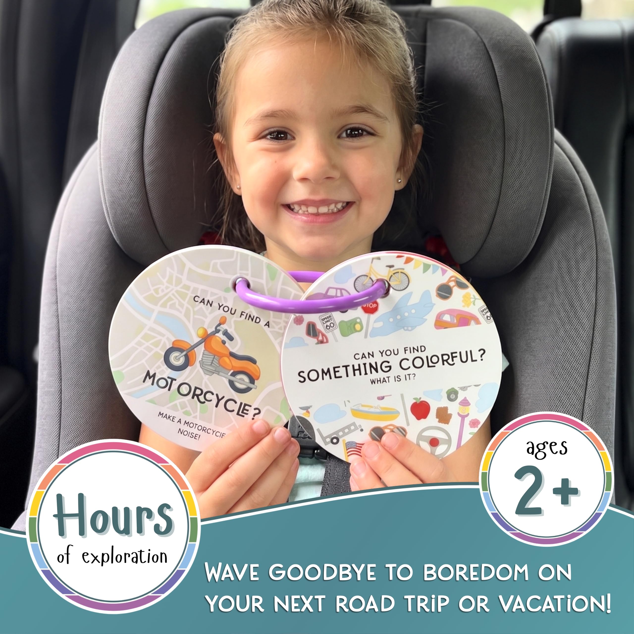 Blu Jay Toddler Travel Scavenger Hunt – 28 Double-Sided Cards with Detachable Ring (Ages 2+)