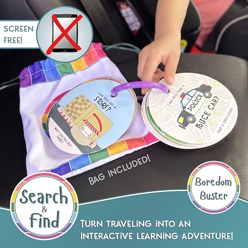 Blu Jay Toddler Travel Scavenger Hunt – 28 Double-Sided Cards with Detachable Ring (Ages 2+)