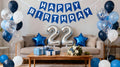 Blue 22nd Birthday Decoration Set for Him – 31 Pieces with Jumbo 22 Balloon, Star Foil, Latex Confetti & Banner