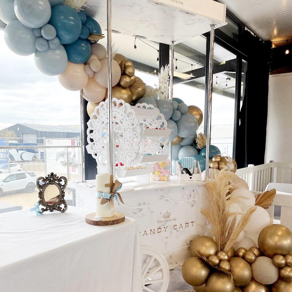 Blue Balloon Arch Kit – 165 Pieces Dusty Blue, Ocean Blue & Gold Balloons for Baby Shower or Birthday Party