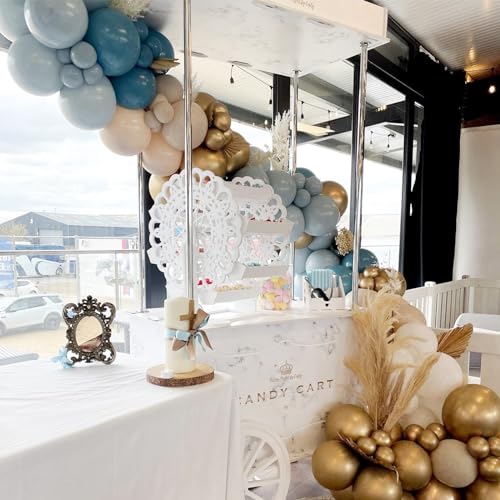 Blue Balloon Arch Kit – 165 Pieces Dusty Blue, Ocean Blue & Gold Balloons for Baby Shower or Birthday Party