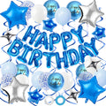 Blue Birthday Party Decorations Kit – Foil Banner, Star & Confetti Balloons, Hanging Swirls