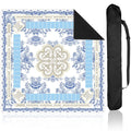 Blue Chinoiserie Mahjong Mat with Black Carrying Bag – 31.5x31.5 Inch Non-Slip Game Table Cover for Mahjong, Poker, Card & Dominoes