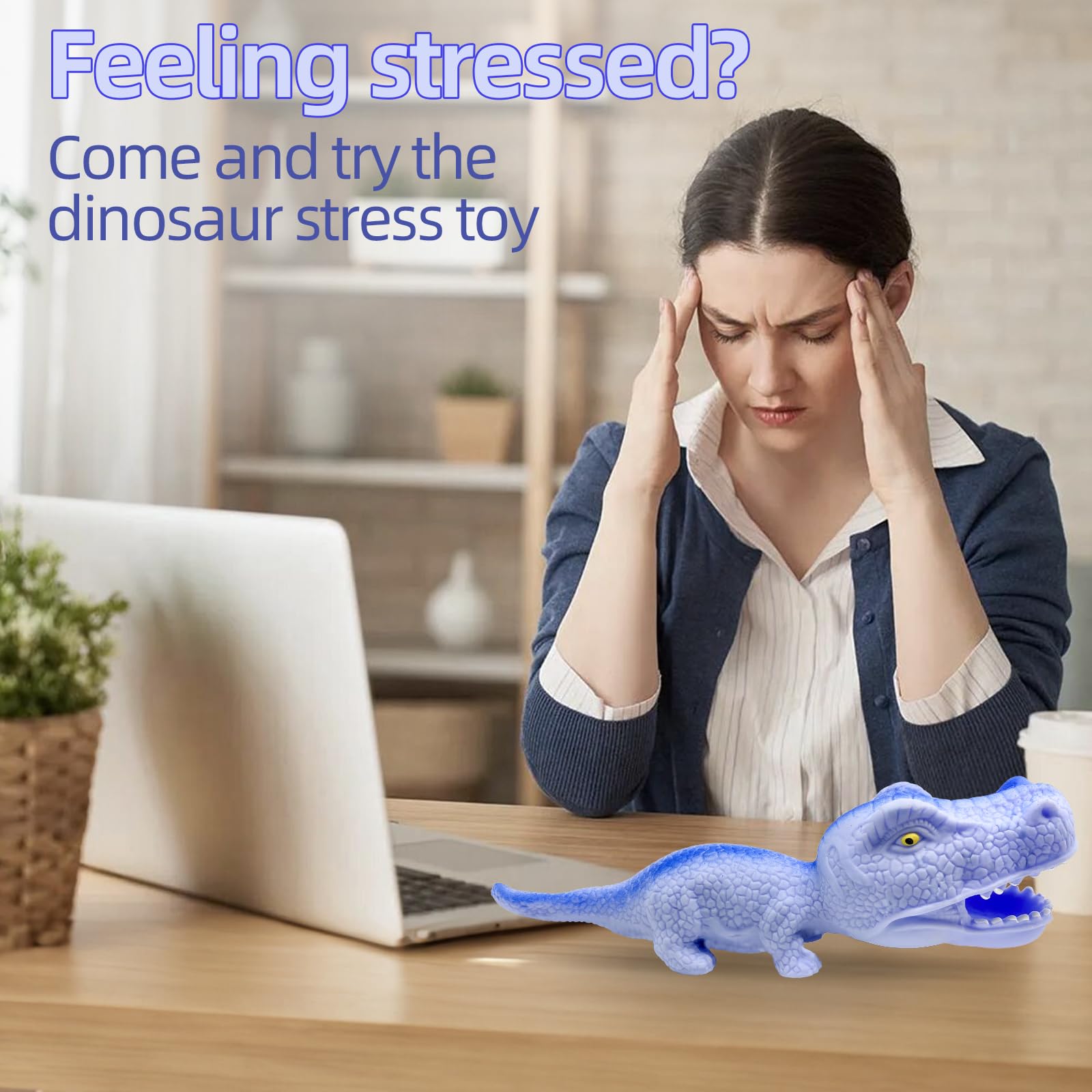 Blue Dinosaur Squishy Stress Ball – Sand-Filled Fidget Toy for Kids & Adults