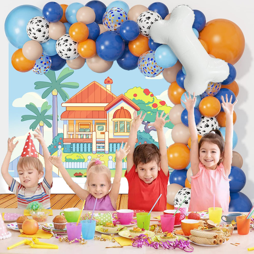 Blue Dog Birthday Banner - 70x43 inch Cartoon Dog Party Decorations by POAKYPA