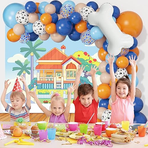 Blue Dog Birthday Banner - 70x43 inch Cartoon Dog Party Decorations by POAKYPA