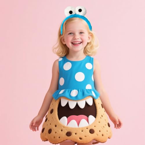 Blue Fuzzy Monster Ears Headband – Adjustable Halloween Costume with Plush Eyes