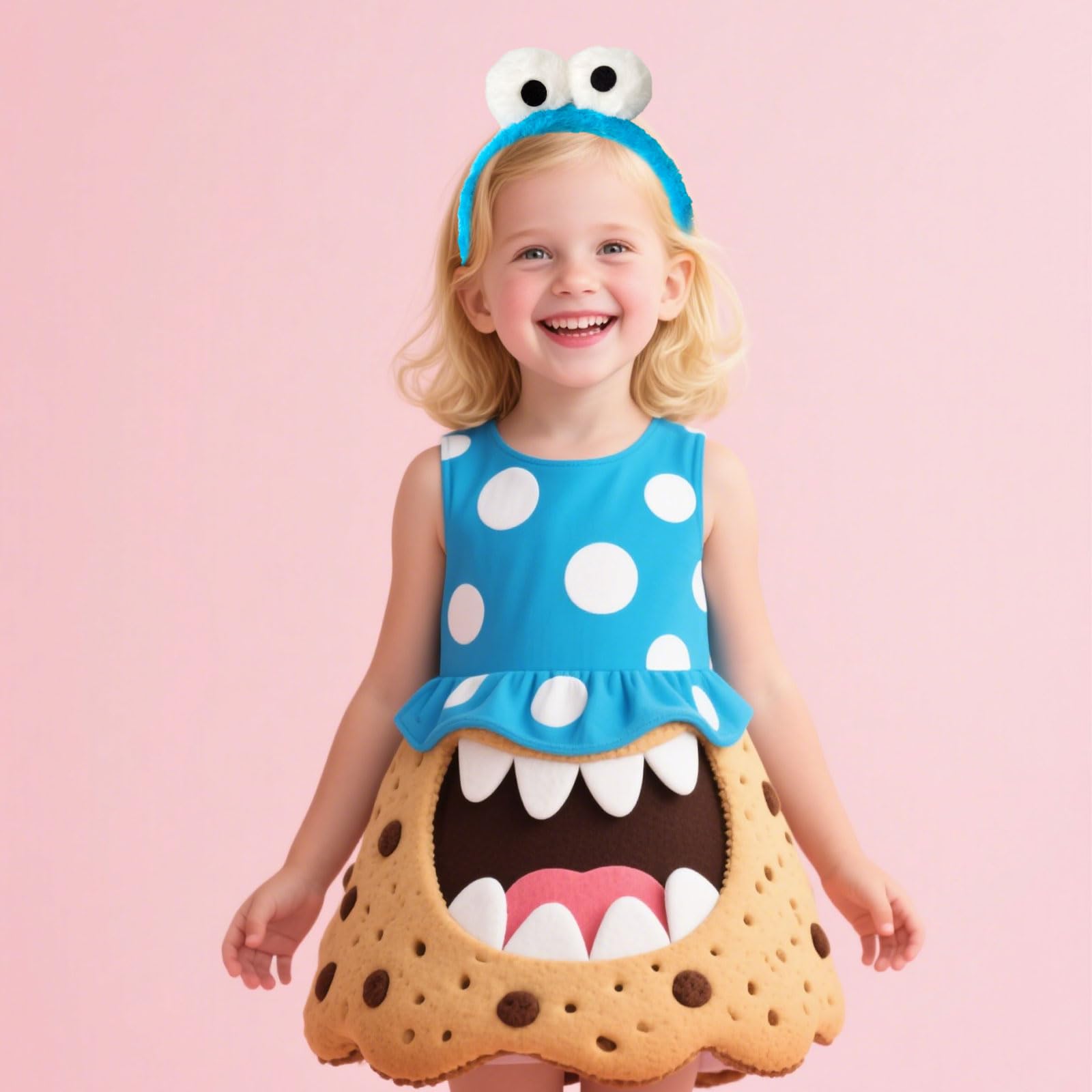 Blue Fuzzy Monster Ears Headband – Adjustable Halloween Costume with Plush Eyes