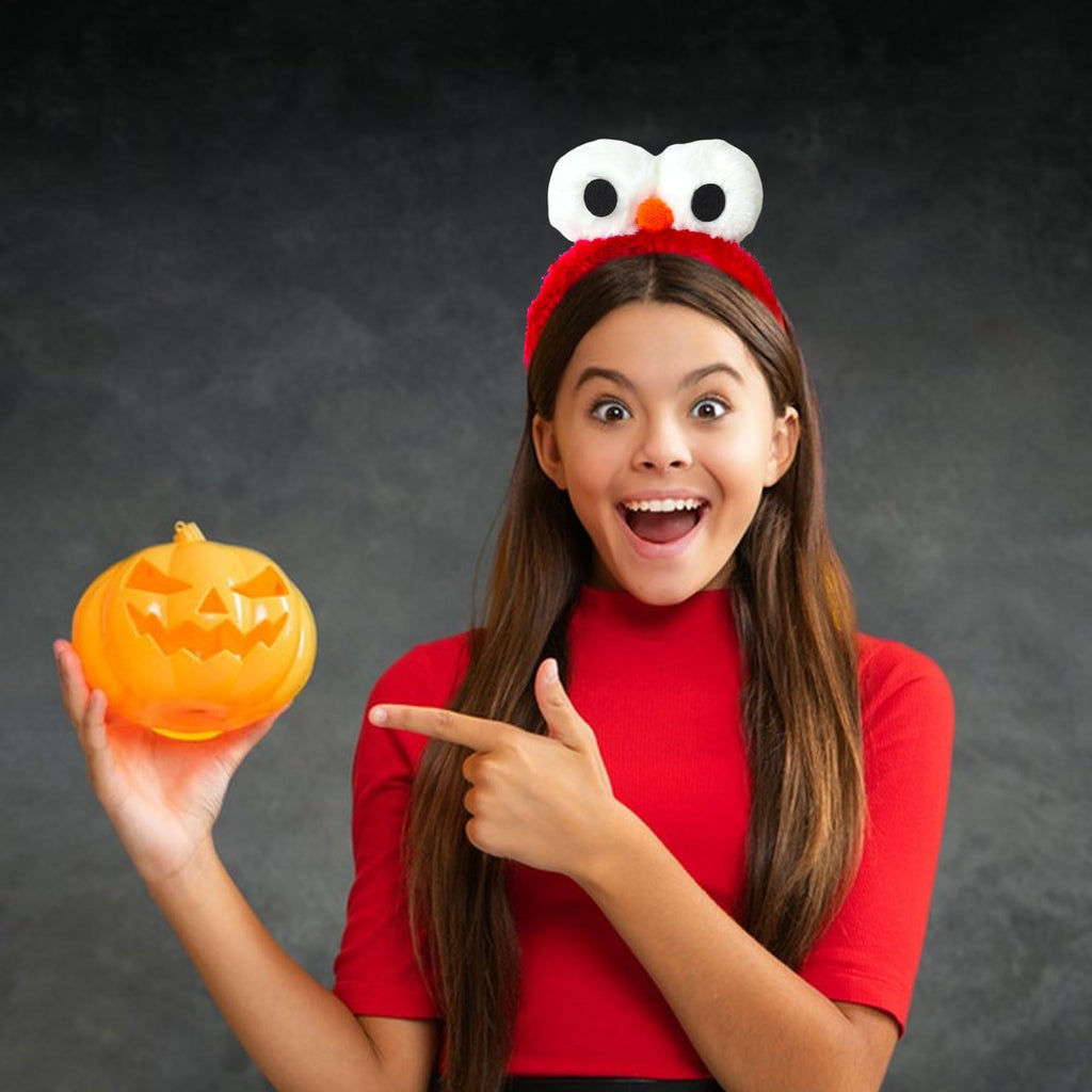 Blue Fuzzy Monster Ears Headband – Adjustable Halloween Costume with Plush Eyes