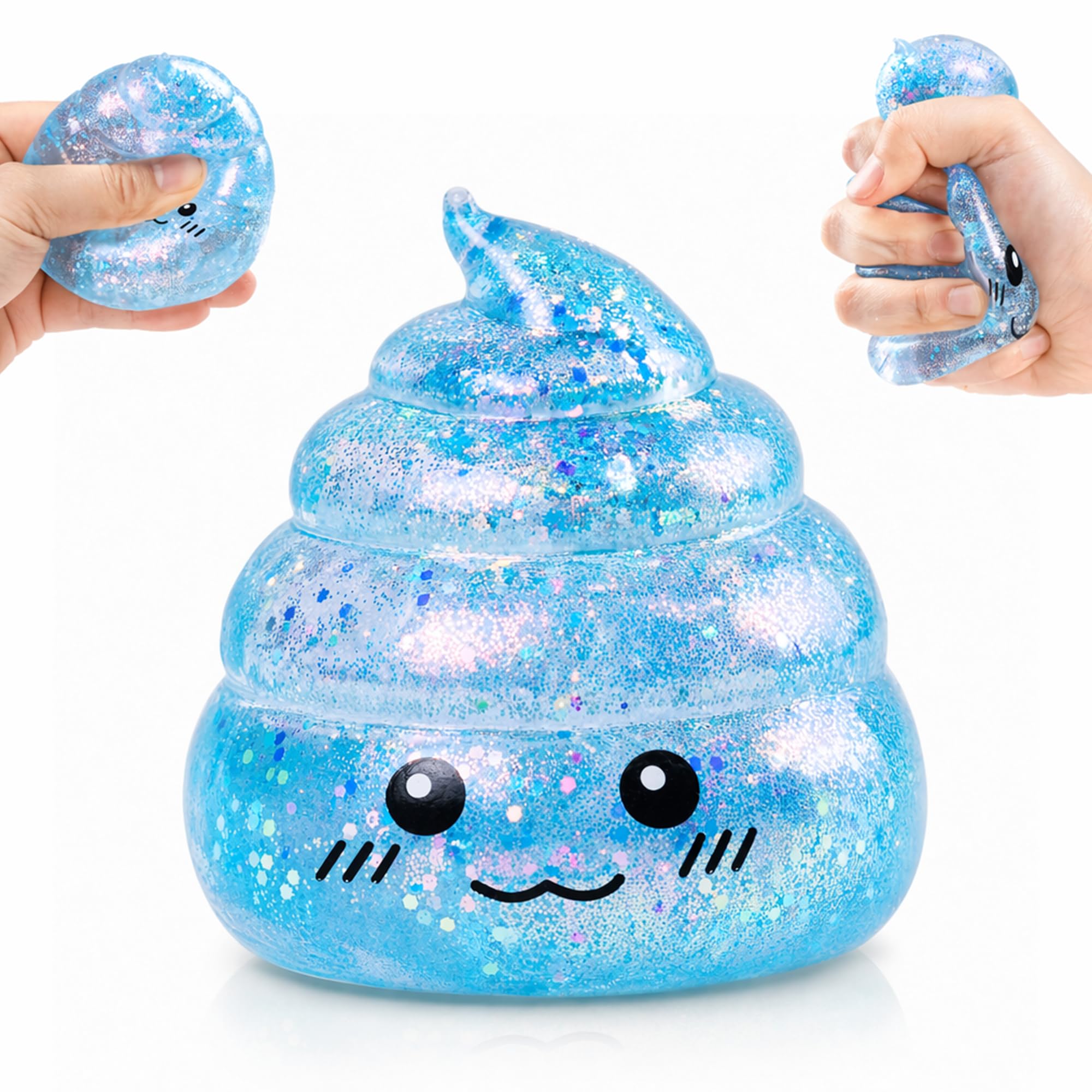 Blue Glitter Poop Stress Ball – Novelty Squishy Fidget Toy for Stress Relief by EVDERS