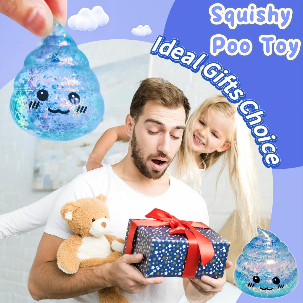 Blue Glitter Poop Stress Ball – Novelty Squishy Fidget Toy for Stress Relief by EVDERS