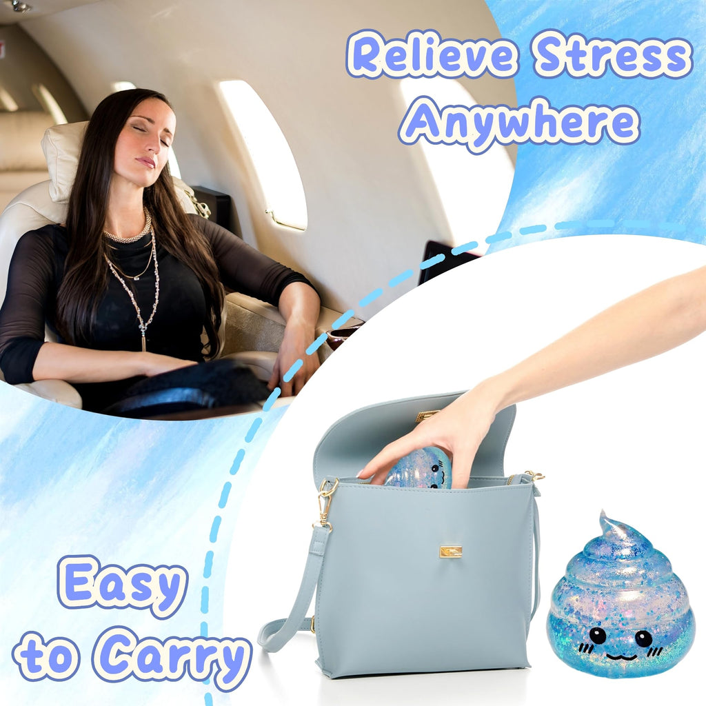 Blue Glitter Poop Stress Ball – Novelty Squishy Fidget Toy for Stress Relief by EVDERS