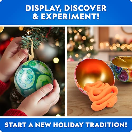 Blue Marble Science Ornament Kit – 4 Christmas Crafts with Hidden Experiments: Bouncy Ball, Instant Snow, Putty, and Hydrophobic Sand