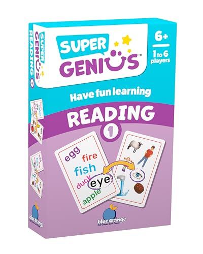 Blue Orange Super Genius Reading 1 Card Game - Build Vocabulary with Fun Matching Game for Kids Ages 6+