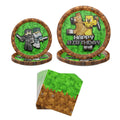 Blue Orchards Pixel Warrior Party Plates & Napkins Set for 20 Guests – 60 Pieces