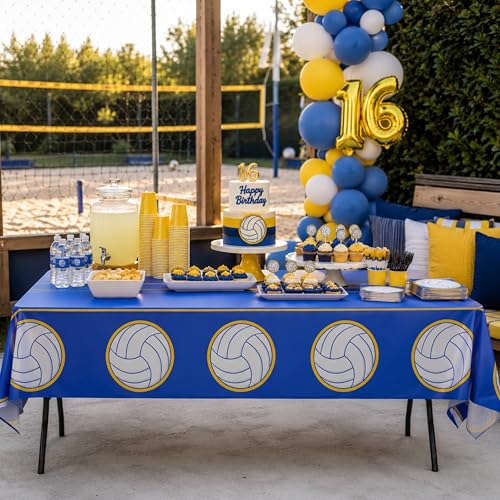 Blue Orchards Volleyball Table Covers (Pack of 3) – 108"x54" Plastic Party Decorations