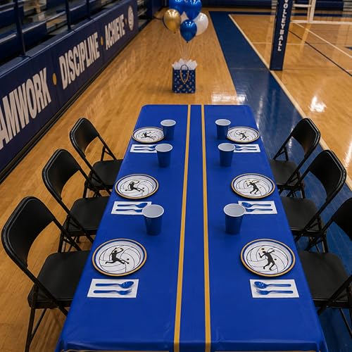 Blue Orchards Volleyball Table Covers (Pack of 3) – 108"x54" Plastic Party Decorations