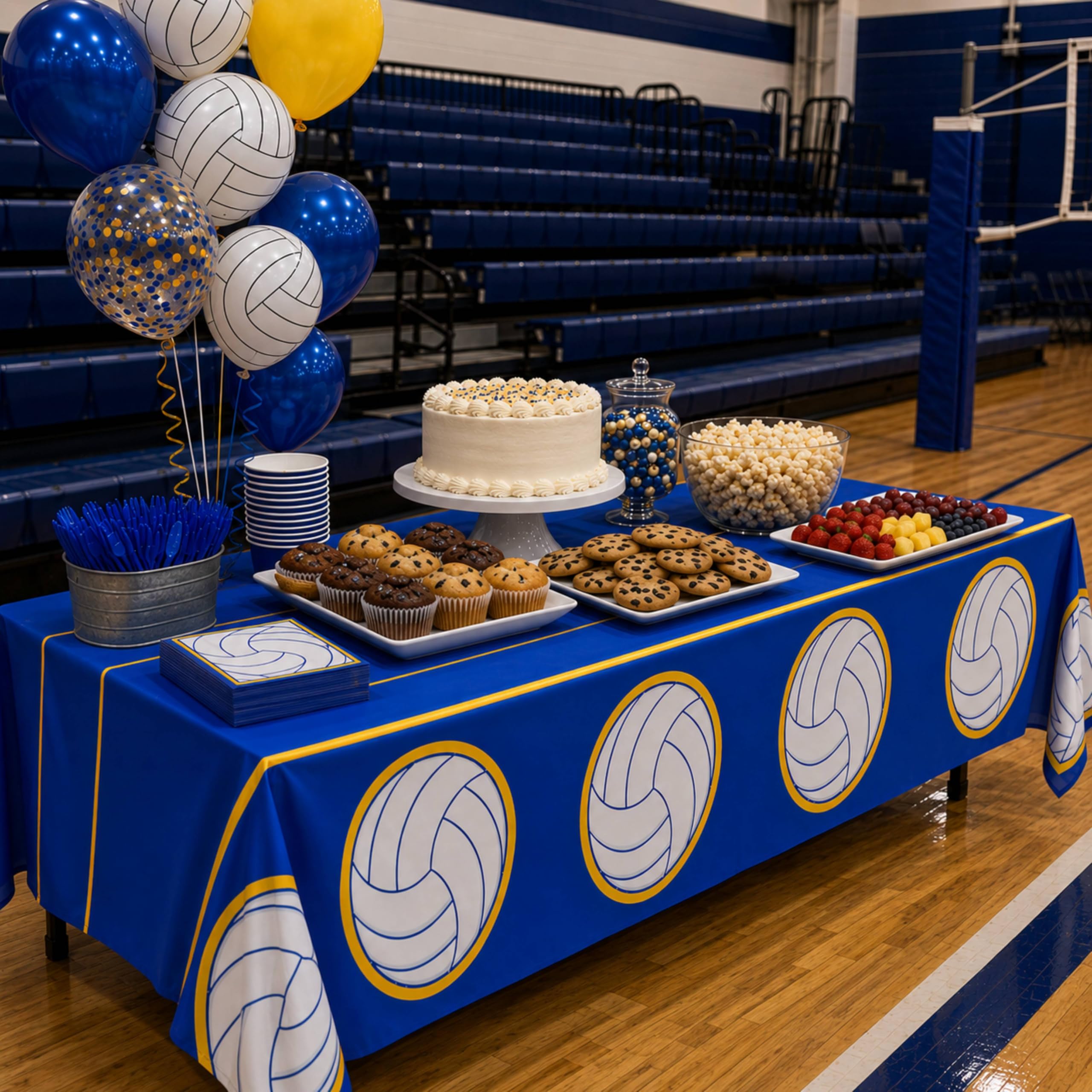 Blue Orchards Volleyball Table Covers (Pack of 3) – 108"x54" Plastic Party Decorations