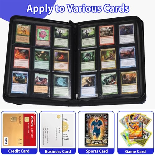 Blue PU Leather 9-Pocket Trading Card Binder – Holds 360 Cards