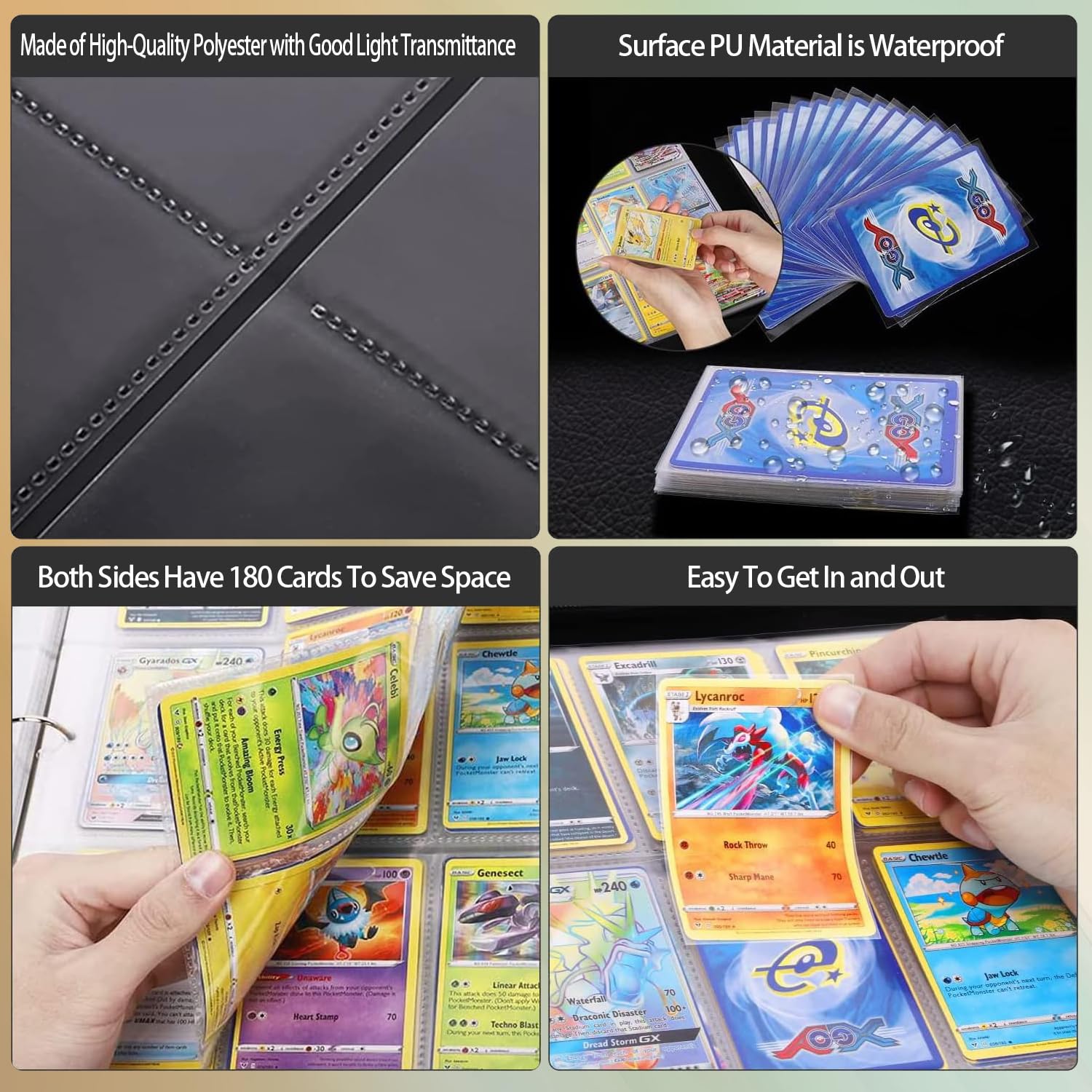 Blue PU Leather 9-Pocket Trading Card Binder – Holds 360 Cards