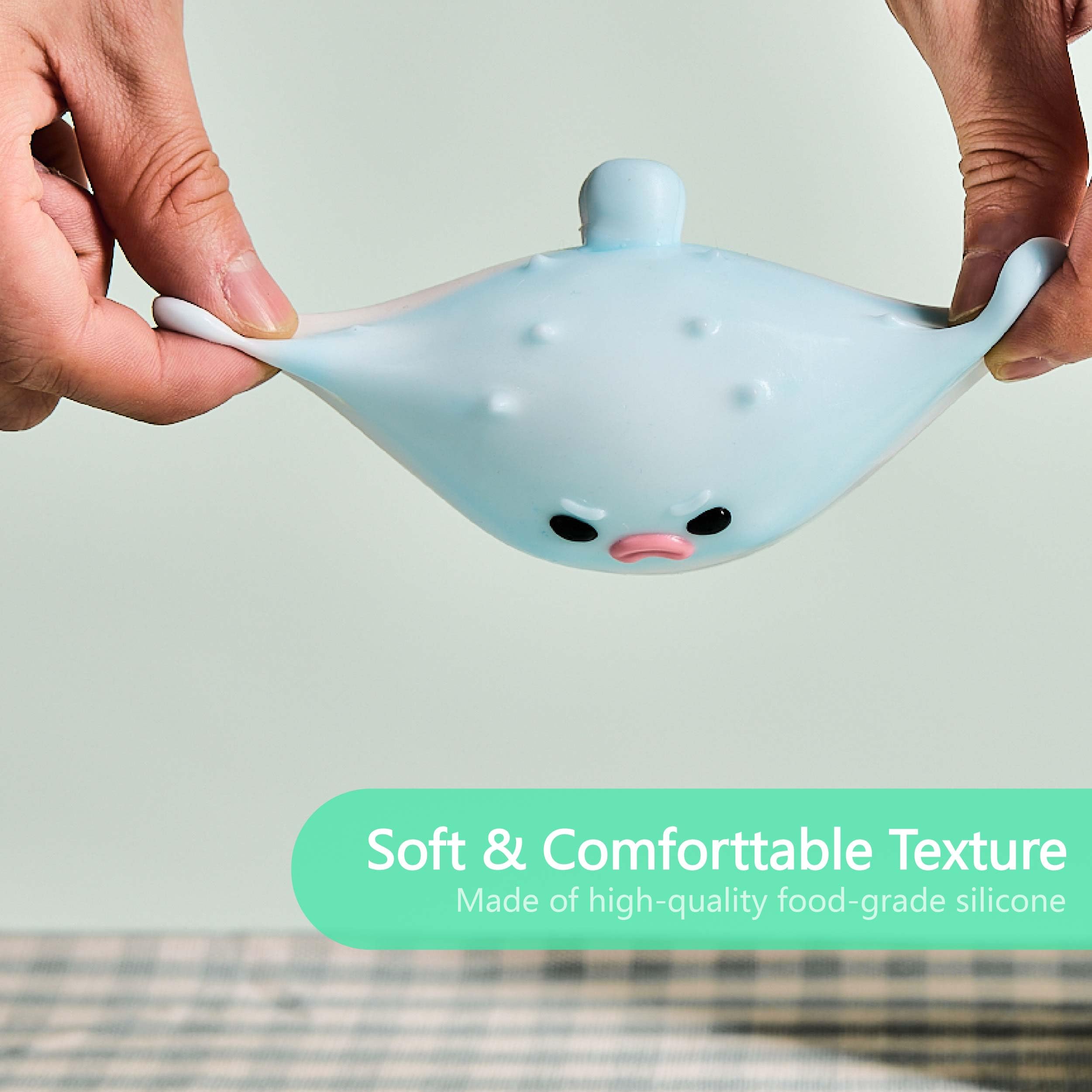 Blue Pufferfish Squishy for Adults – Soft Silicone Stress Relief Toy