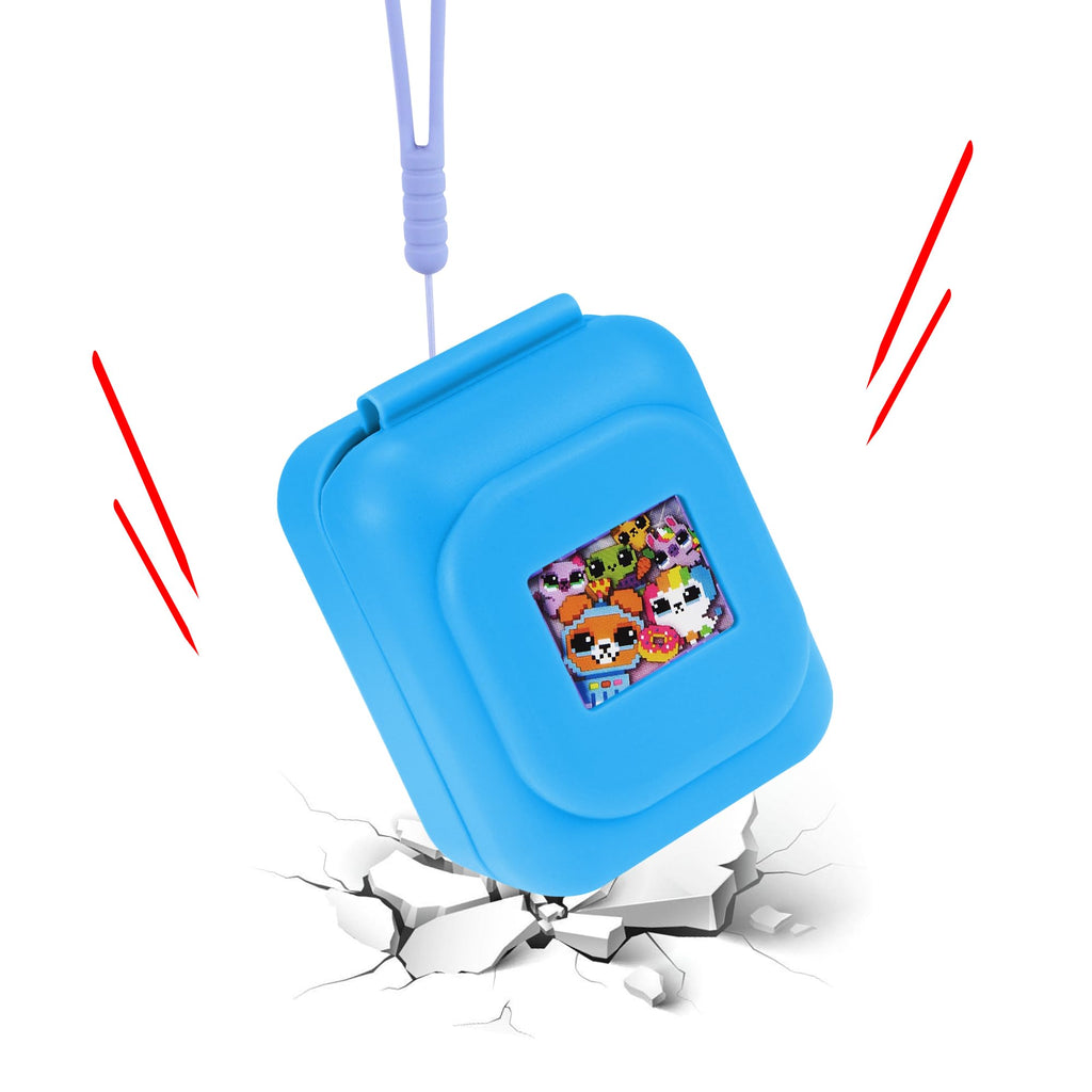 Blue Silicone Travel Case for Bitzee Original Version - Gaga city Cover with Carry String