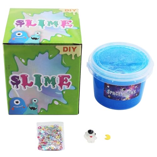 Blue Space Galaxy Scented Crunchy Slime – Non-Sticky Star & Moon Putty for Kids Ages 6+