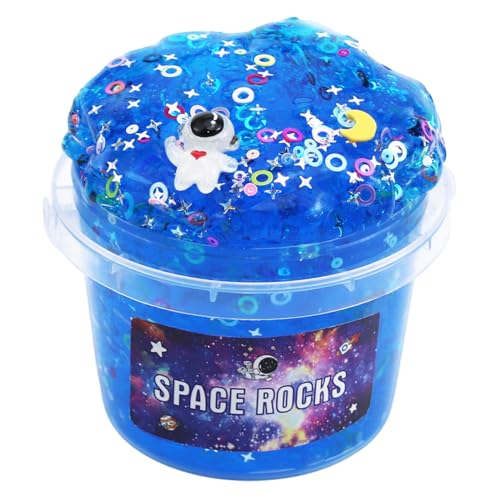 Blue Space Galaxy Scented Crunchy Slime – Non-Sticky Star & Moon Putty for Kids Ages 6+