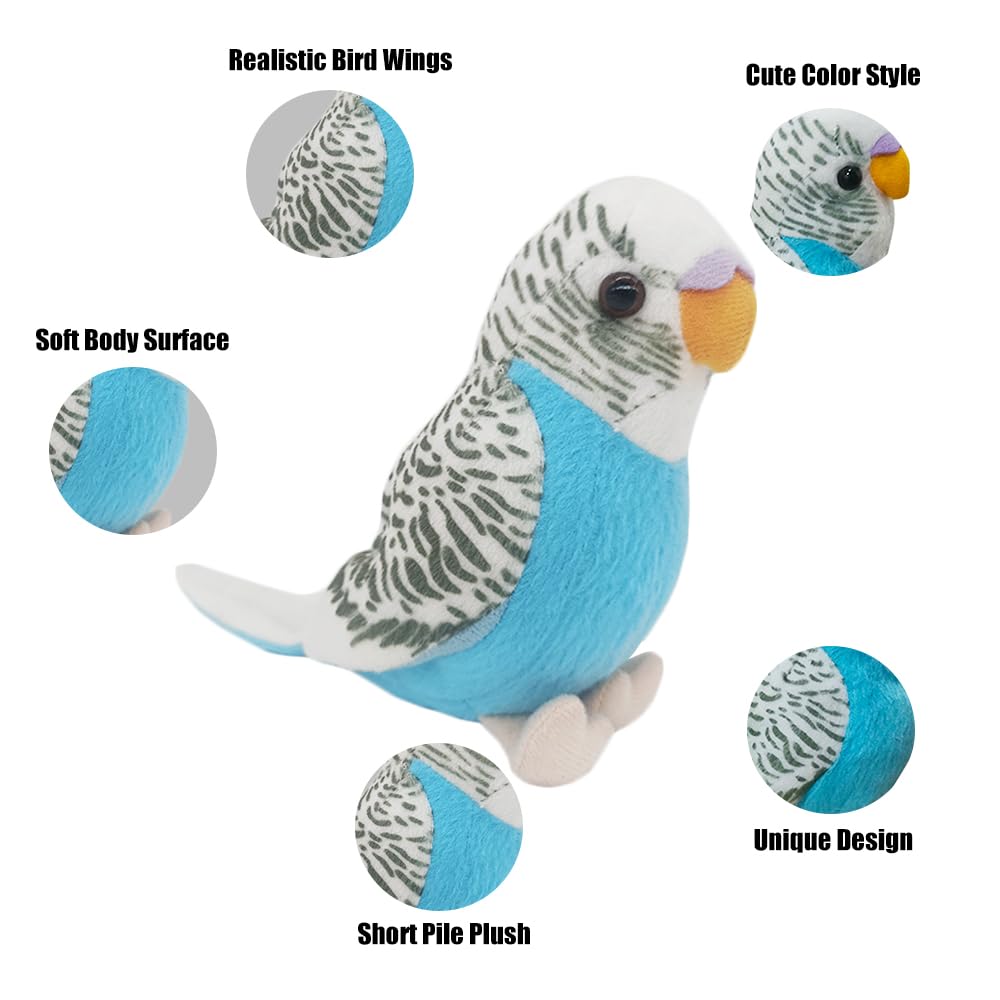 Blue Stuffed Parakeet Toy 5.5 Inches – Soft Budgie Plush for Kids and Bird Lovers