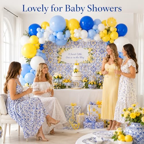 Blue Yellow White Balloon Arch Kit – 105 Latex Balloons for Graduation, Birthday & Party Decor
