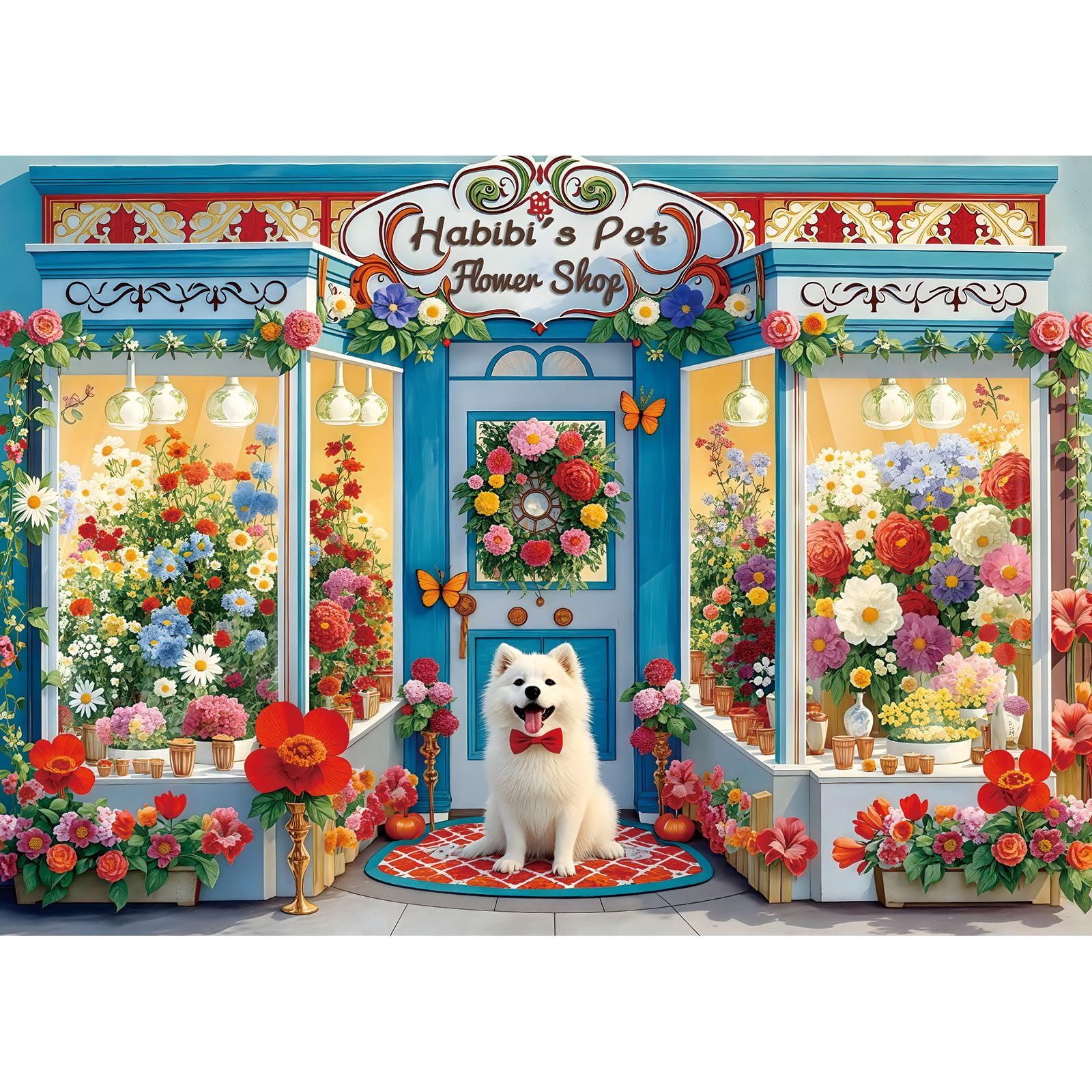 Blueforest 1000 Piece Spring Flower Shop Puzzle - HD Print, Dust-Free, 27.5x19.7 Inches with Poster
