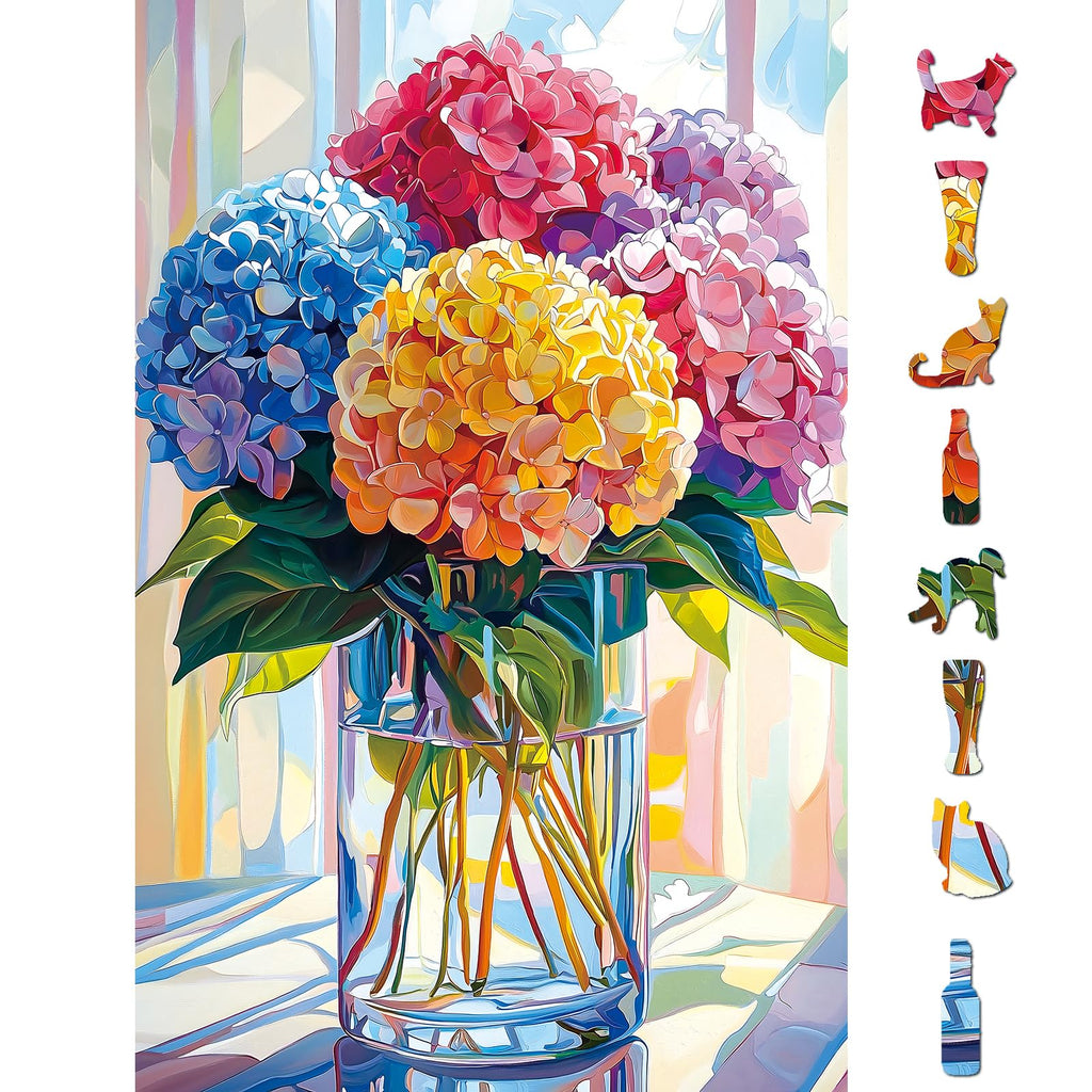 Blueforest 500 Piece Hydrangea Jigsaw Puzzle for Adults – 23x15 Inch Colorful Floral Challenge