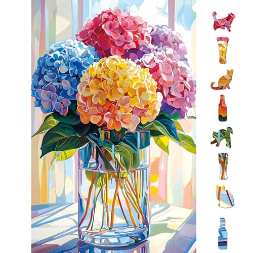 Blueforest 500 Piece Hydrangea Jigsaw Puzzle for Adults – 23x15 Inch Colorful Floral Challenge