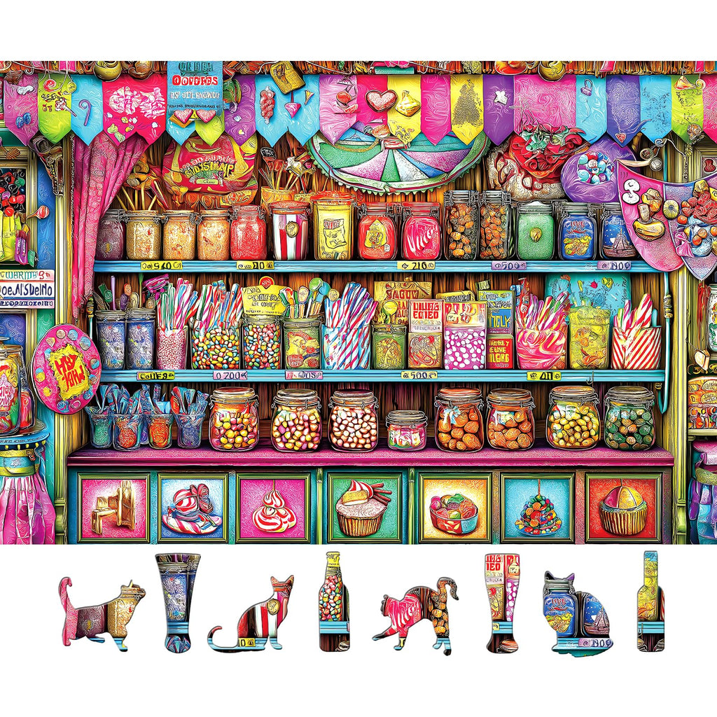 Blueforest Candy Shop 500-Piece Jigsaw Puzzle – Retro Sweets Store Scene, 23x15 Inches, Anti-Glare