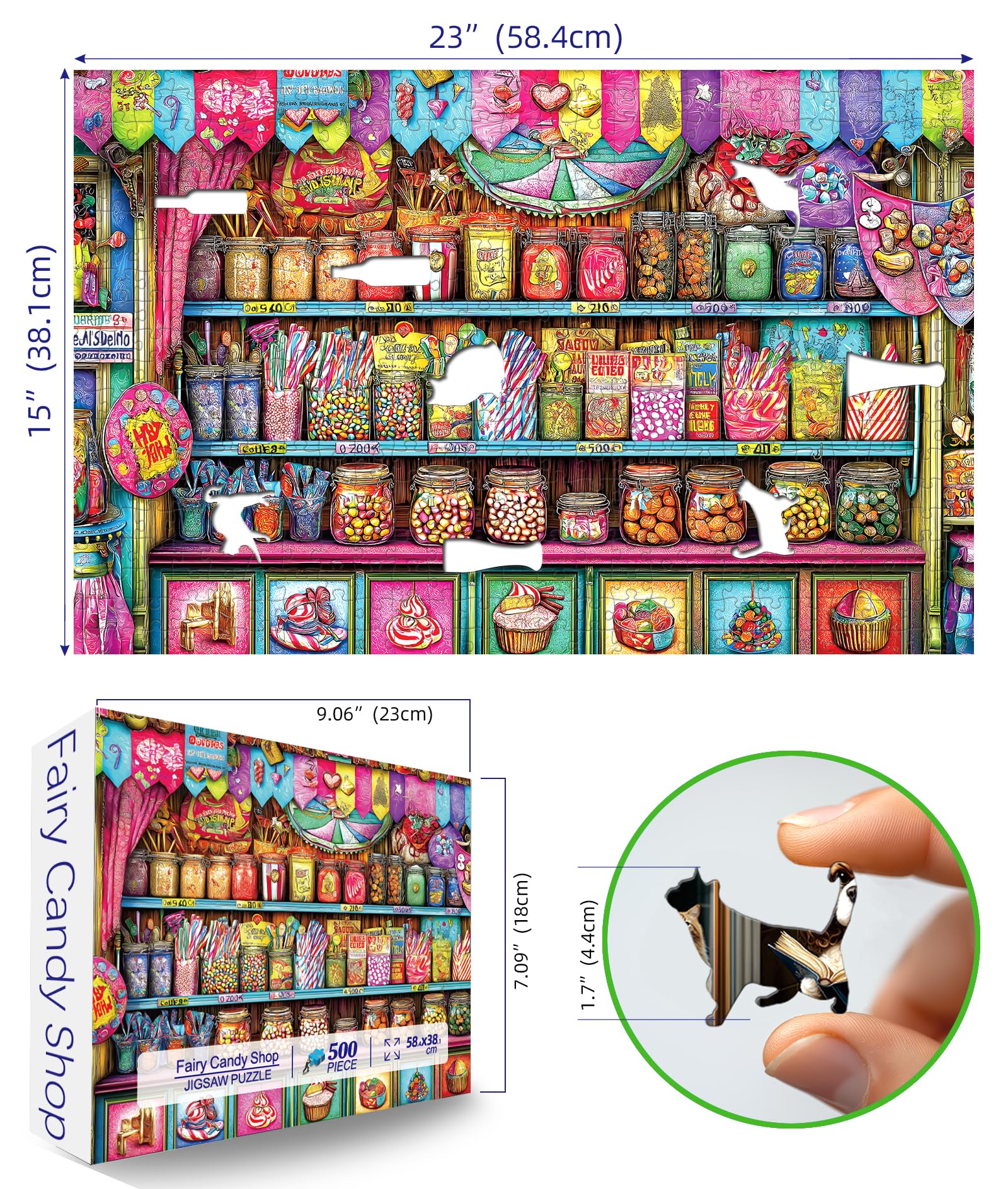 Blueforest Candy Shop 500-Piece Jigsaw Puzzle – Retro Sweets Store Scene, 23x15 Inches, Anti-Glare
