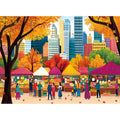 Blueforest Fall 500 Piece Puzzle: Autumn Farmers Market Shaped Jigsaw with Maple Leaf Border (23"x15")