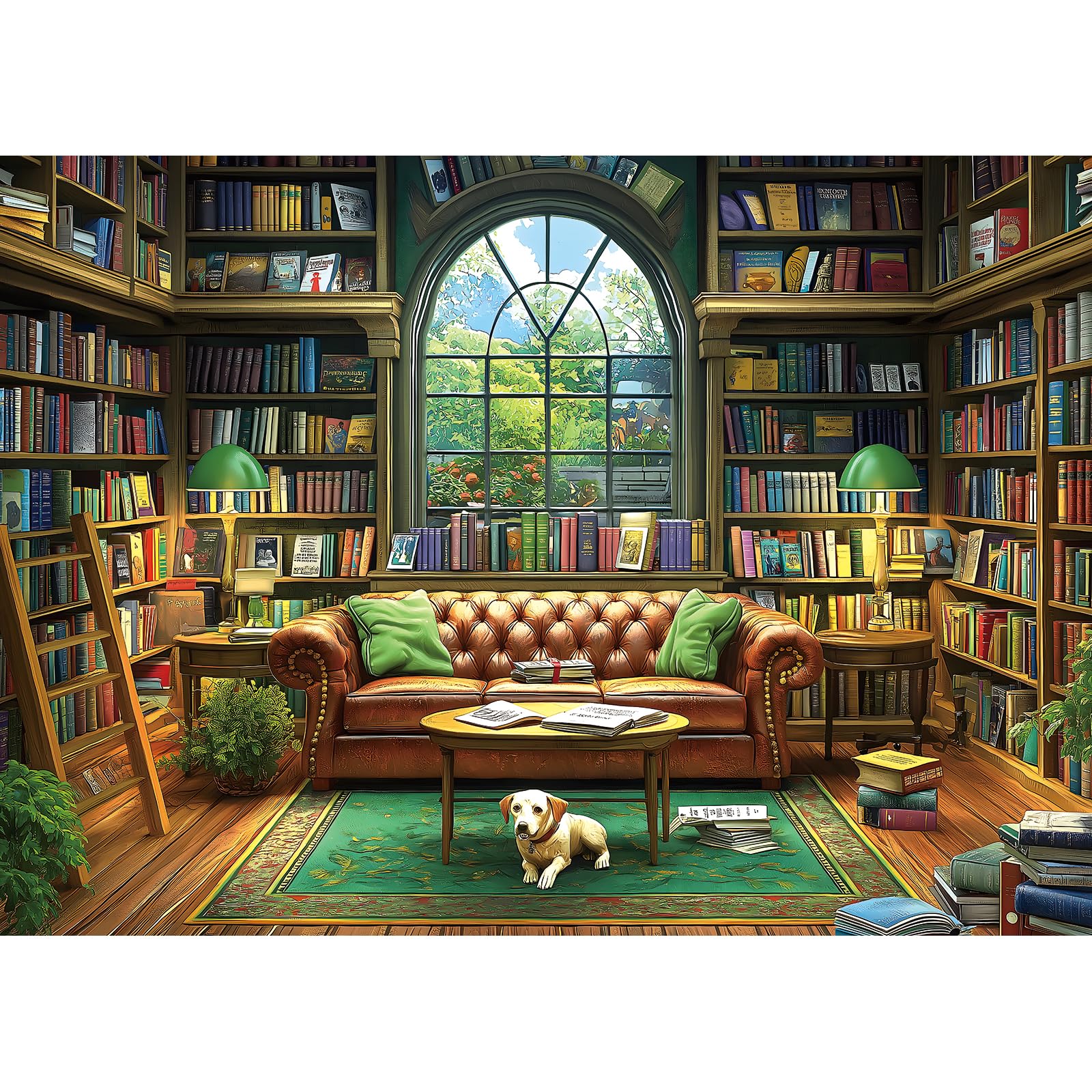 Blueforest Reading Room 1000 Piece Jigsaw Puzzle for Adults - Library Bookshelf Puzzle with Bonus Poster