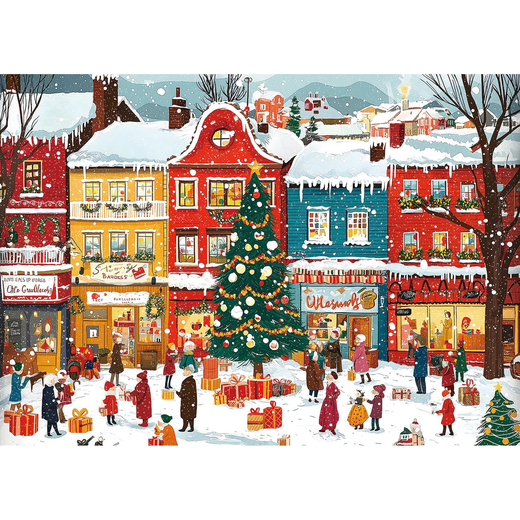 Blueforest Snowy Christmas Town 1000 Piece Puzzle – HD Print, Dust-Free, with Poster