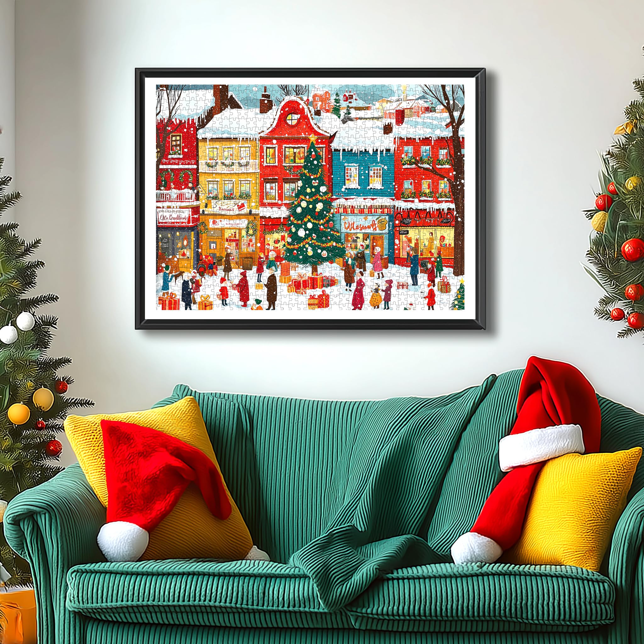 Blueforest Snowy Christmas Town 1000 Piece Puzzle – HD Print, Dust-Free, with Poster