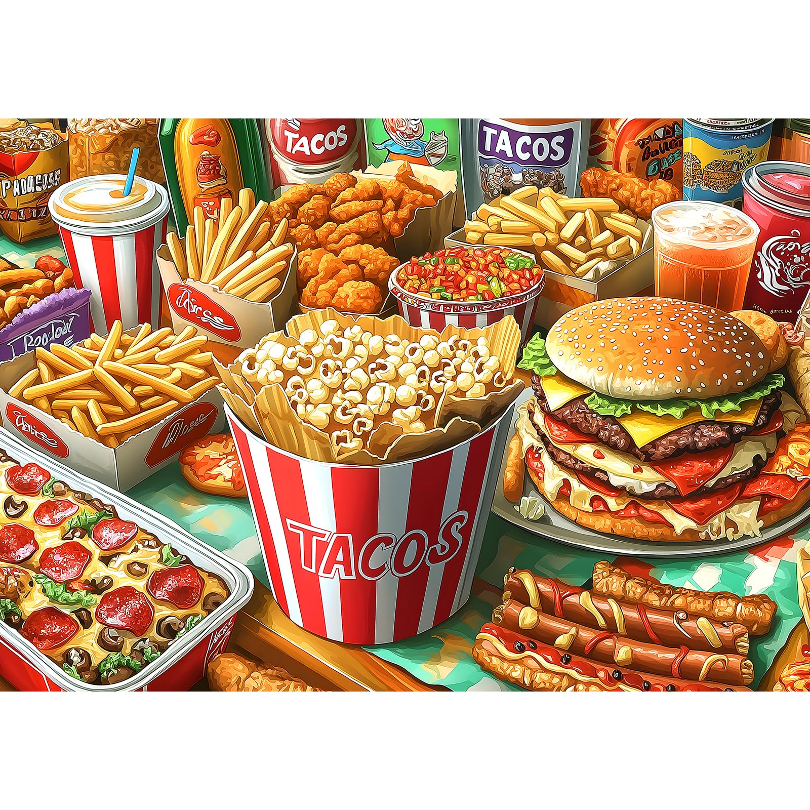 Blueforest Super Delicious Tacos Food 1000 Piece Jigsaw Puzzle - 27.5 x 19.7 Inches
