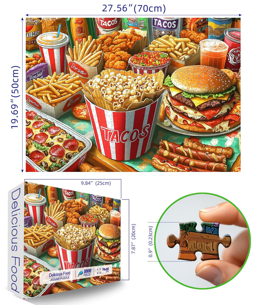 Blueforest Super Delicious Tacos Food 1000 Piece Jigsaw Puzzle - 27.5 x 19.7 Inches
