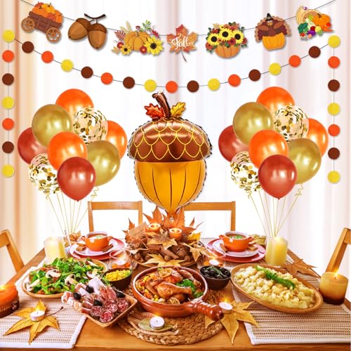 Bluegogo 29-Piece Thanksgiving Balloon Set with Foil Banner and Shaped Balloons