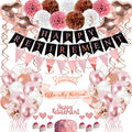 Bluegogo Rose Gold Retirement Party Decorations – 63-Piece Set with Banner, Balloons, Cake Toppers & More