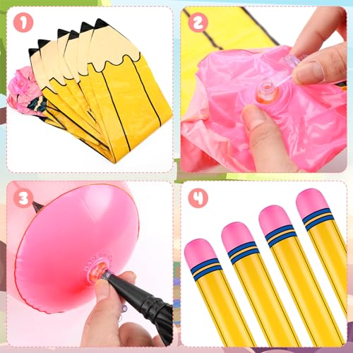 Blueweenly 6-Pack Giant Inflatable Pencils – 27-Inch Jumbo Balloons for School Decor & Parties