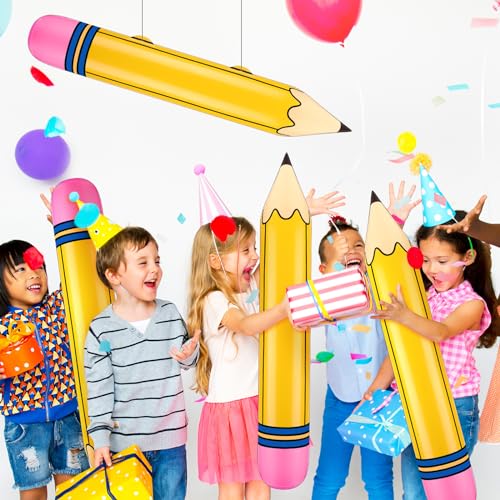 Blueweenly 6-Pack Giant Inflatable Pencils – 27-Inch Jumbo Balloons for School Decor & Parties