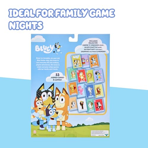 Bluey 5-in-1 Card Game Set - Jumbo 53-Card Deck for Kids Ages 3+