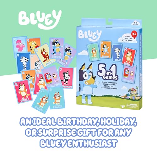 Bluey 5-in-1 Card Game Set - Jumbo 53-Card Deck for Kids Ages 3+