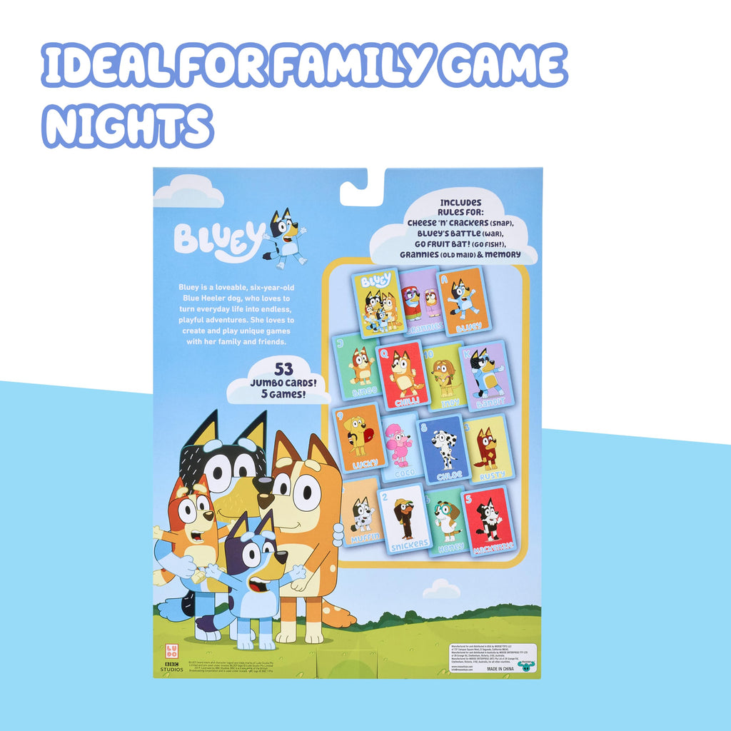 Bluey 5-in-1 Card Game Set - Jumbo 53-Card Deck for Kids Ages 3+